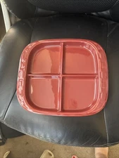 Longaberger 4 section Platter Red 10.5" X 12" Diameter 1.5" Deep