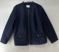 Charter Club Quilted Zip Up Jacket Navy Blue Women's Size Xxl