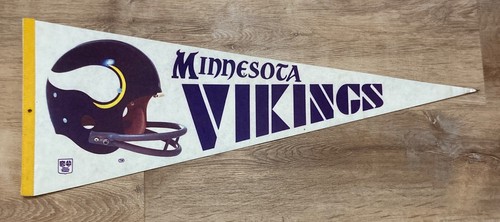 Minnesota Vikings Vintage NFL Football 1980's 30" Pennant Two Bar Helmet Full