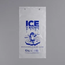Wicketed Ice Bag Clear Print Durable Plastic Storage Dispensing 8 lb. 1000 Case