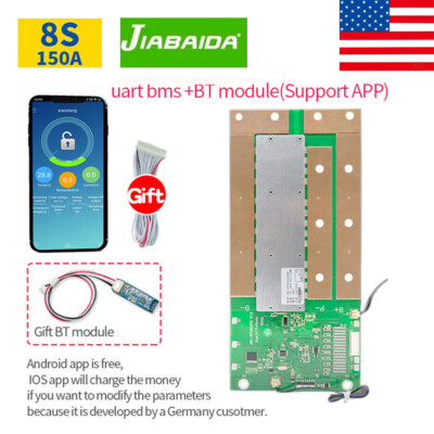 JBD Smart BMS Lifepo4 24V Lithium Battery 8S w/ Bluetooth 150A Board w/ Balance