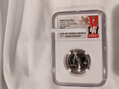 2020 W American Samoa Park NP Quarter 25c NGC MS 67 First Releases Bat Coin VDay - 第 1/2 張圖片