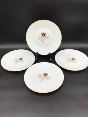 Set of 4 Vintage Rosenthal Shadow Rose Salad Plates 7 5/8 Discontinued