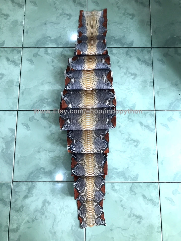 Genuine Python Leather, Exotic Snake Skin, Gray SnakeSkin, Multicolor Leather - Image 4 of 4