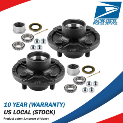 Pair Trailer Idler Hub 4 on 4 for 2000 lbs Axle 4x4.0 4 Lug Trailer Hub Kit
