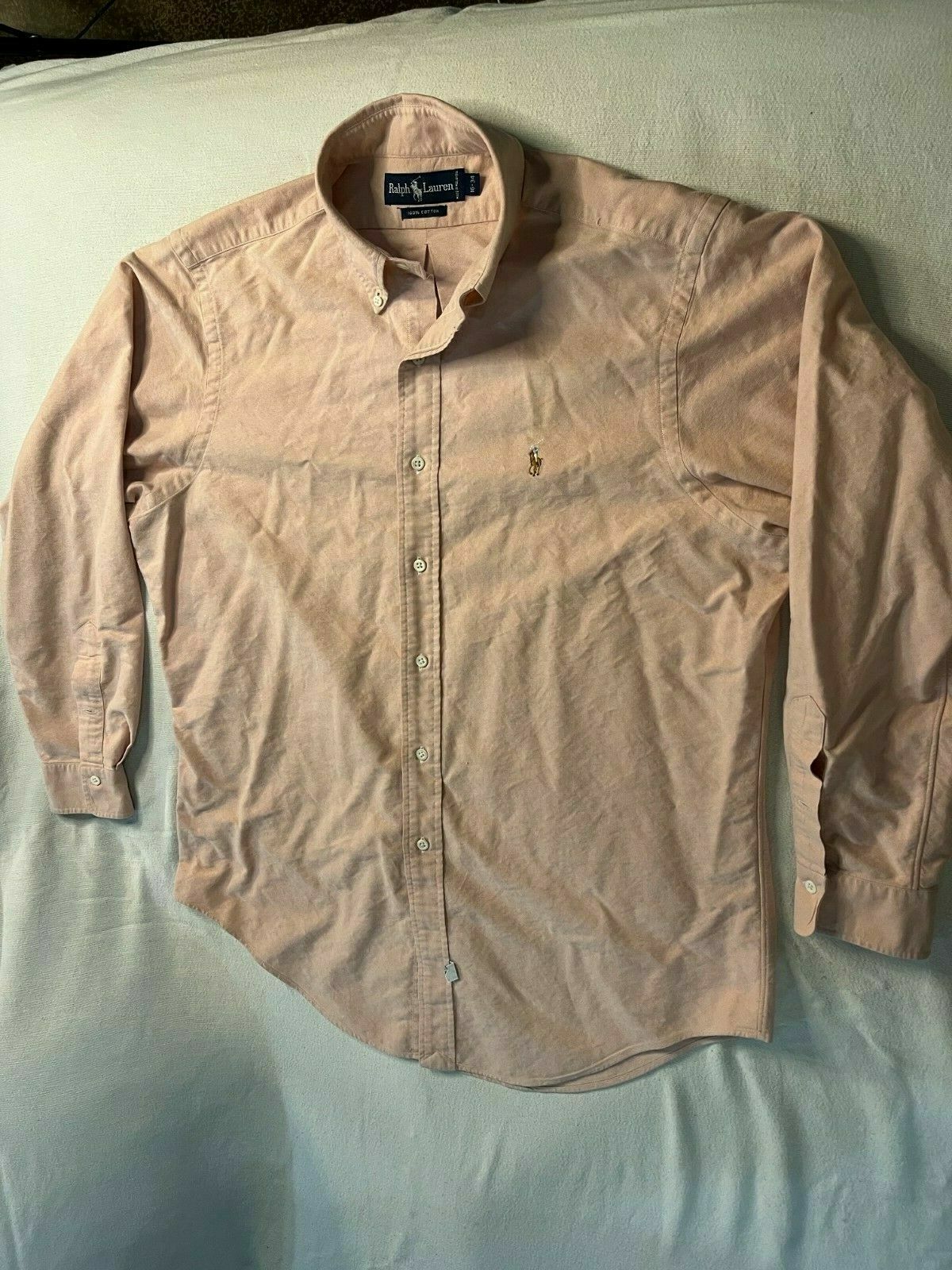 Camicia Ralph Lauren Oxford con bottoni multicolore pony manica lunga rosa uomo 16 34