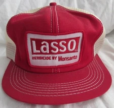 K-Brand Lasso Herbicide by Monsanto Chemical Snap Back Trucker Hat/Cap Vtg Rare