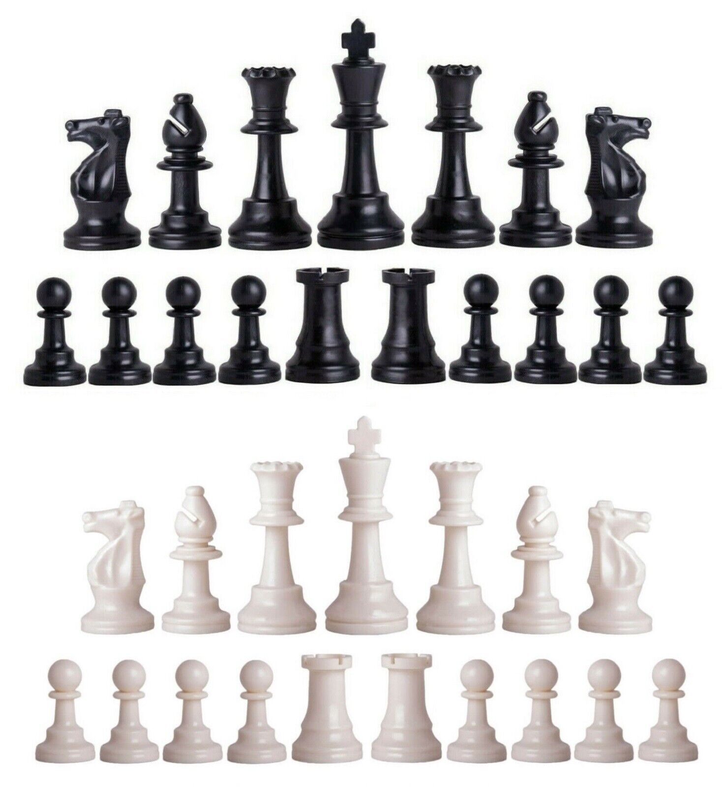 Staunton Triple Weighted Chess Pieces – Full Set 34 Black & White - 4  Queens