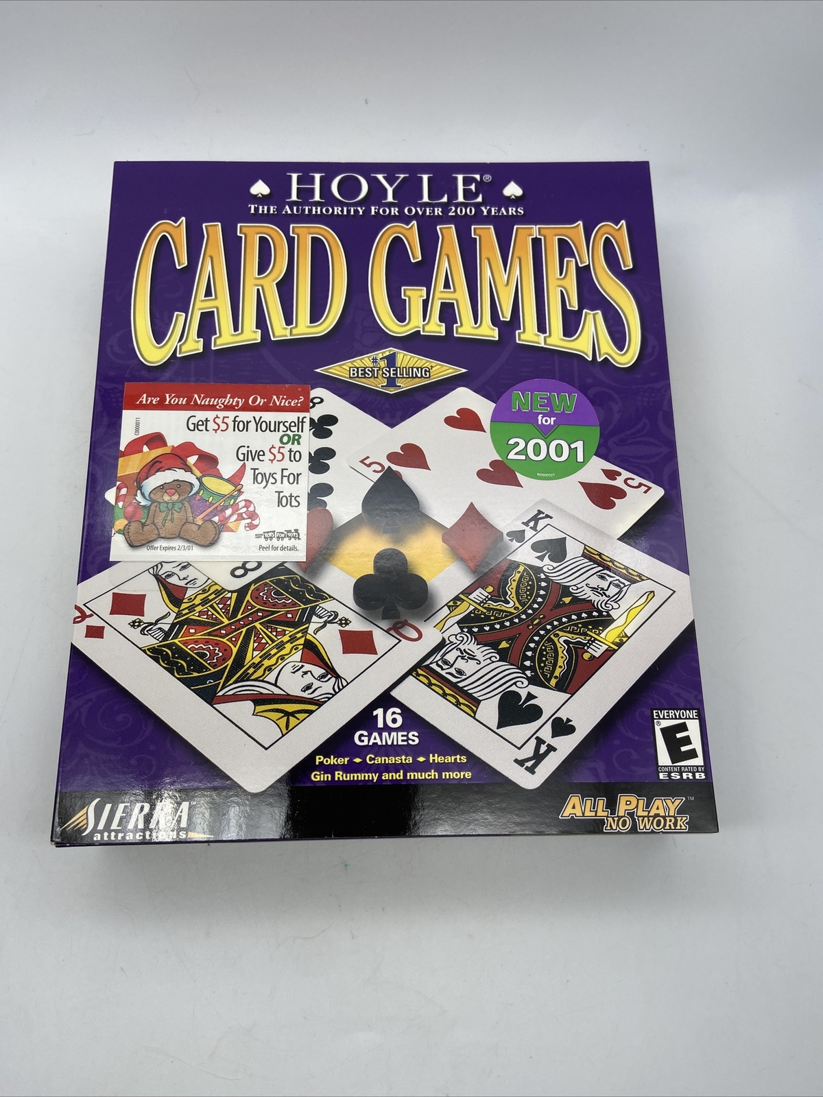 Sierra Attractions Hoyle 16 Card Games Big Box Computer Game 2001 Win