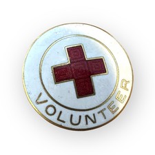 Vintage 1 Red Cross White Enamel Volunteer Pi...