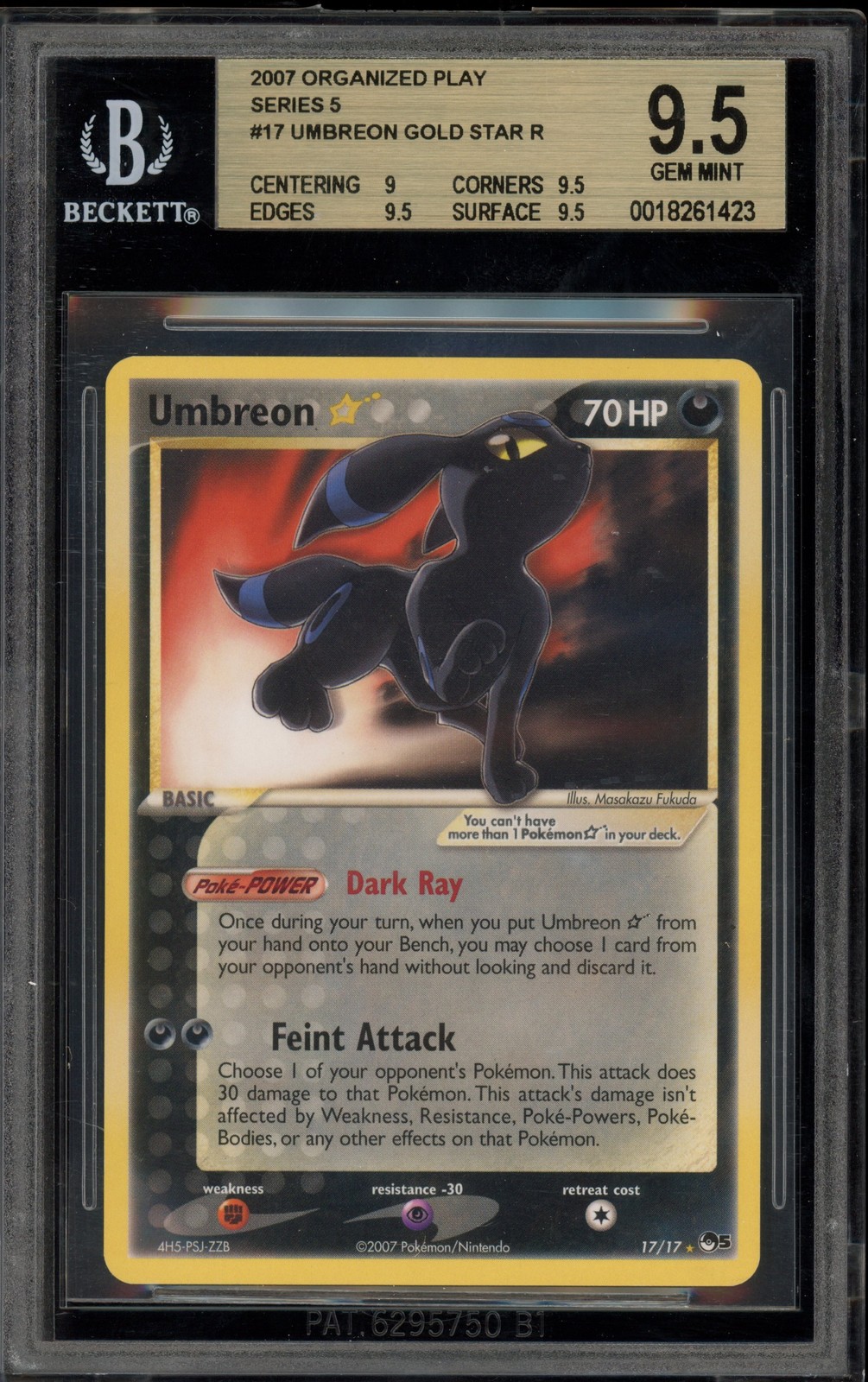 Pokemon Umbreon Gold Star POP Series 5 #17 BGS 9.5 Gem Mint