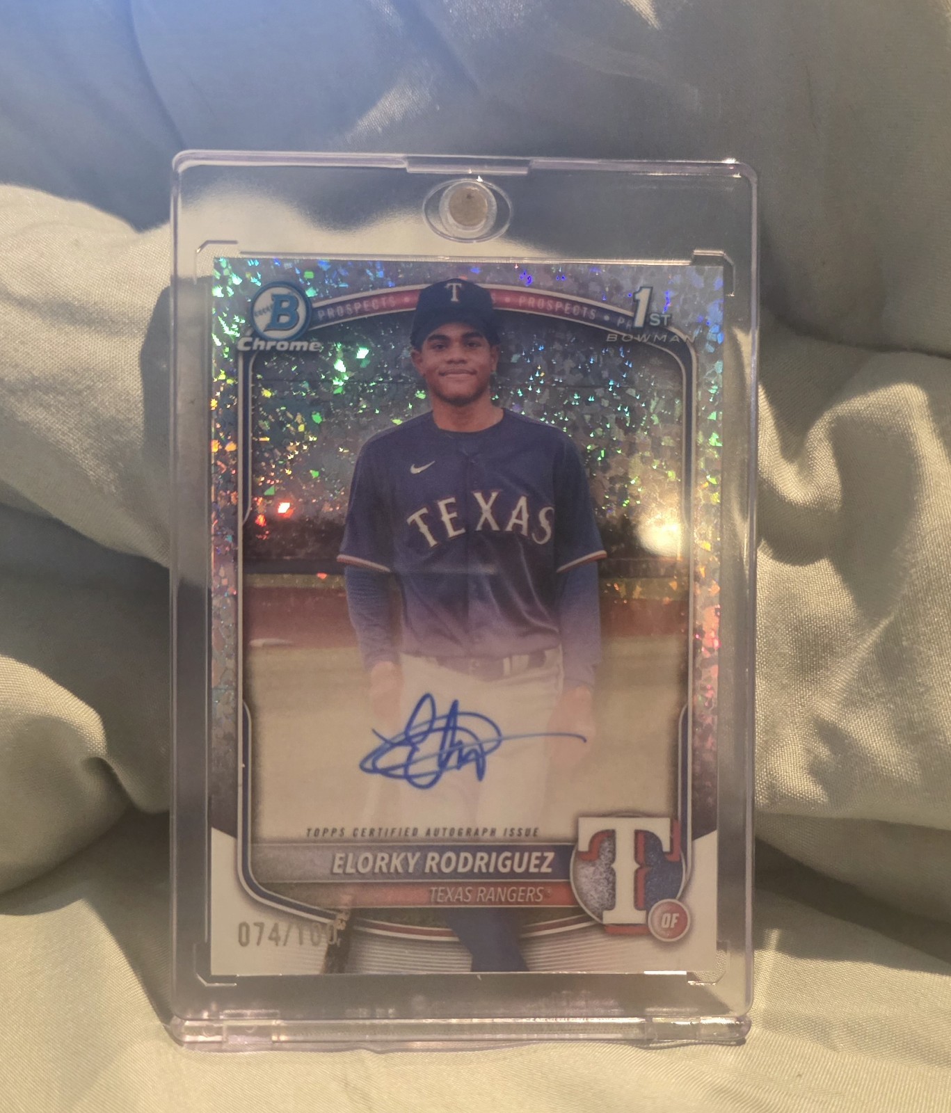 2025 Bowman Chrome Prospct Elorky Rodriguez 1st Bowman Auto Mini-Diamond /100