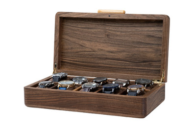 Wood Watch Display Box (5, 8, 10, 12), Handmade  Walnut Watch Case, Personalized