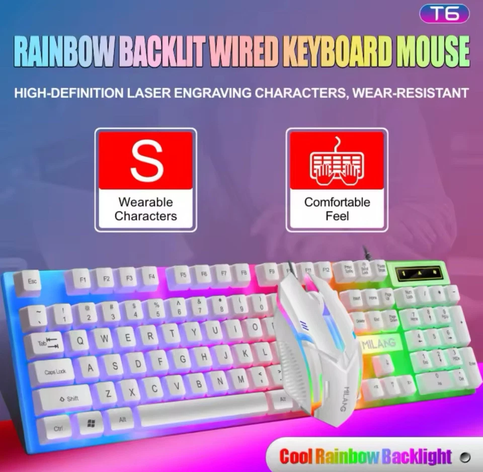 Rainbow RGB Wired Keyboard And Mouse For All Devices - Image 2 of 2
