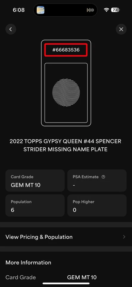 2022 Topps Gypsy Queen - Spencer Strider #44 Missing Nameplate (RC) SP RC PSA 10 - Image 4 of 4