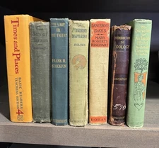 Lot of 7 Antique Vintage Hardcover Books MCM Distressed Staging Library Decor