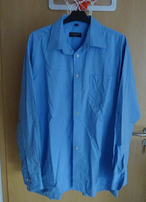 C. Comberti - Herrenhemd, blau, langarm, Größe XL (43) bügelfrei