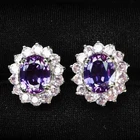 Luminous Lavender Purple Sapphire 5.80Ct 925 Sterling Silver White Gold Earrings