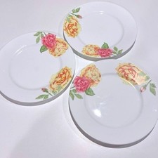Retired VTG Corelle Emma Jane Plates Set of 3 Pink Yellow Roses Vitrelle 10.75