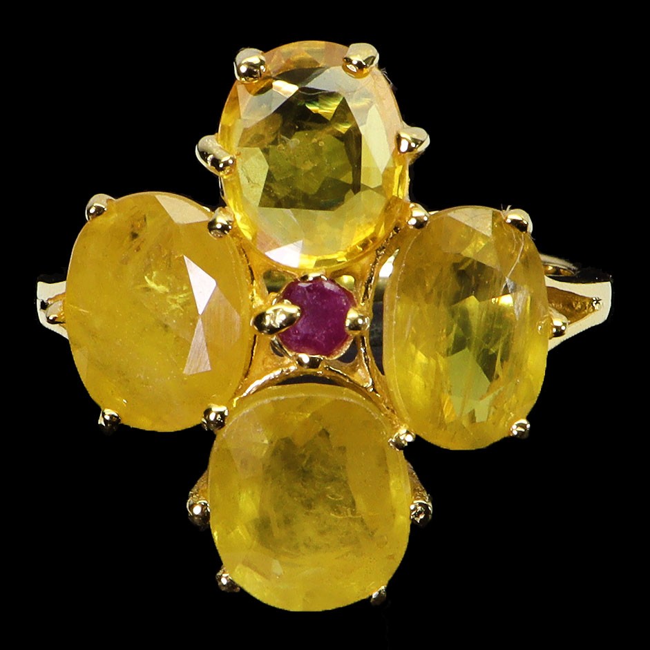 925 Sterling Silver Ring Oval Yellow Sapphire 8x6mm Ruby Gemstone Jewelry Size 7