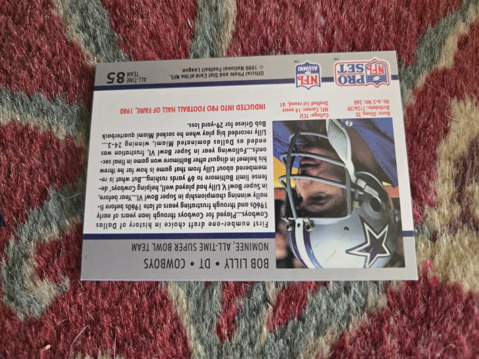 1990 Pro Set All Time SB Team #85 Bob Lilly Autographed Card Dallas Cowboys HOF - Image 2 of 2