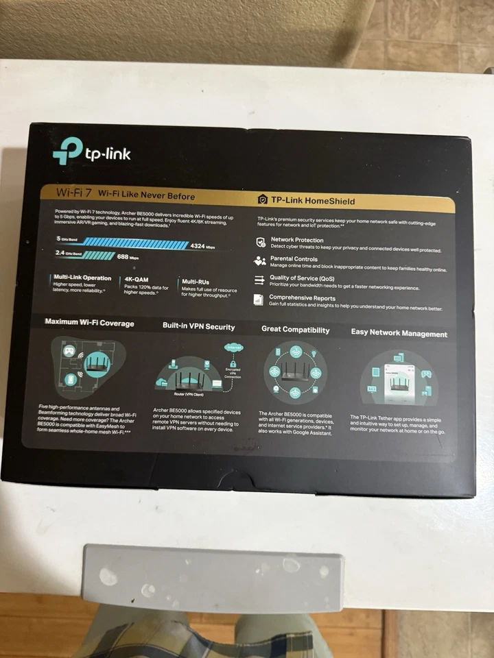 TP-Link - Archer BE5000 Dual-Band Wi-Fi 7 Router - Black - Image 2 of 2