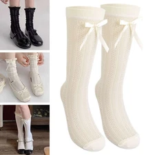 1-3Pairs Women Ladies Frilly Lace Sexy Long Knee High Sock Frill Ruffle Stocking