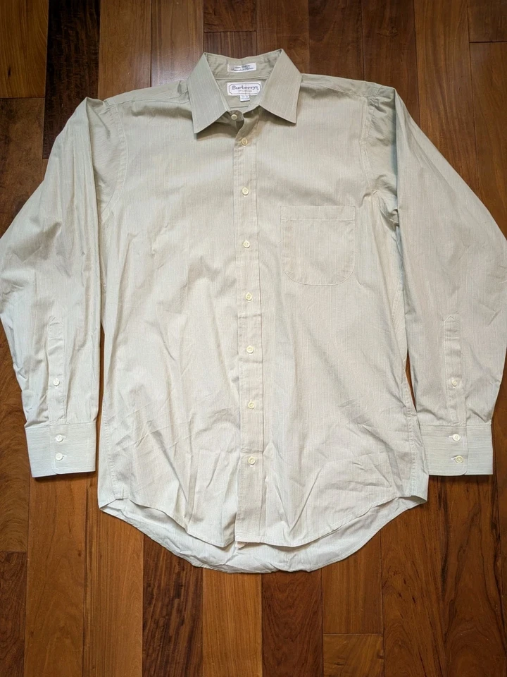 Camisa de vestir vintage Burberrys London texturizada verde pálido hecha en EE. UU. 15,5-34 Foto 2 de 4
