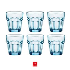 Set 6 Bicchieri Azzurro Impilabili Rock Bar in Vetro temperato 27 cl Bormioli