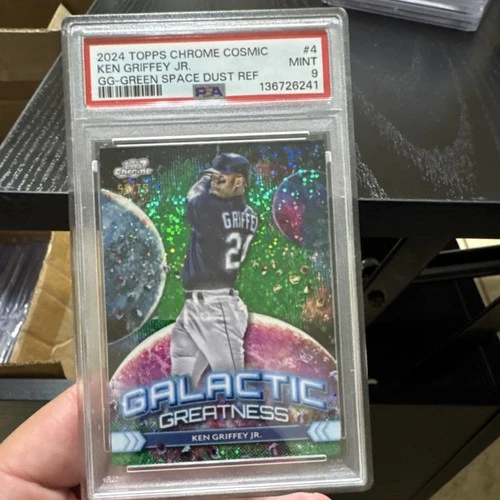 2024 Topps Cosmic Chrome Galactic Greatness Ken Griffey Jr Green Space /75 PSA 9