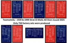 2025 Strat-O-Matic 1939 and 1999 All Stars * * Set Break * * Only 750 Sets made