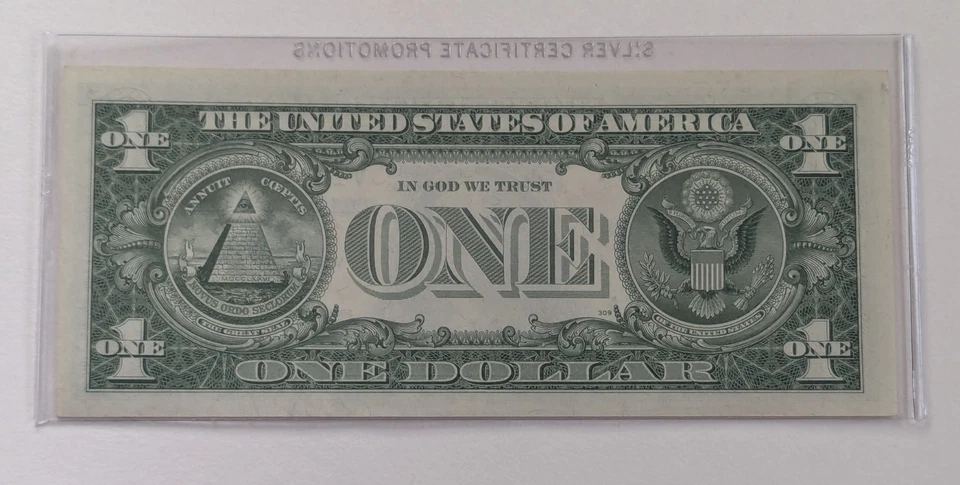 US One Dollar, 1957, $1 Silver Certificate, Micro point Inc. Unc, Blue Seal  - Image 2 of 2