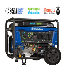 Westinghouse 12,500 Peak Watt Dual Fuel Portable Generator, Electric Start, Tran