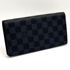 Authentic Louis Vuitton Damier Graphite Portefeuille Brazza Long Wallet Black