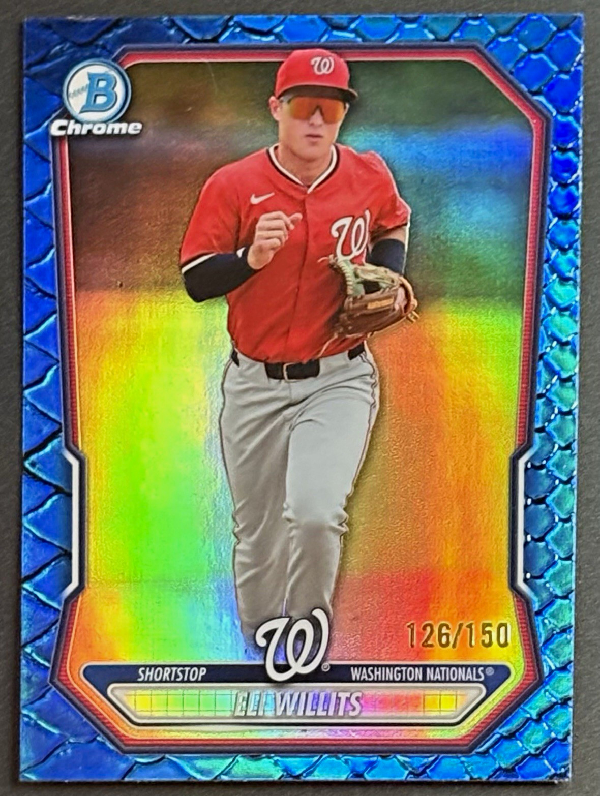 Bowman Chrome 2026 Prospects Eli Willits Nationals BCP-95 Blue Reptilian /150 