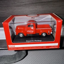 1948 Ford F1 Pickup Truck Diecast Model Car Coca-Cola Red, 1/72 Scale, B20