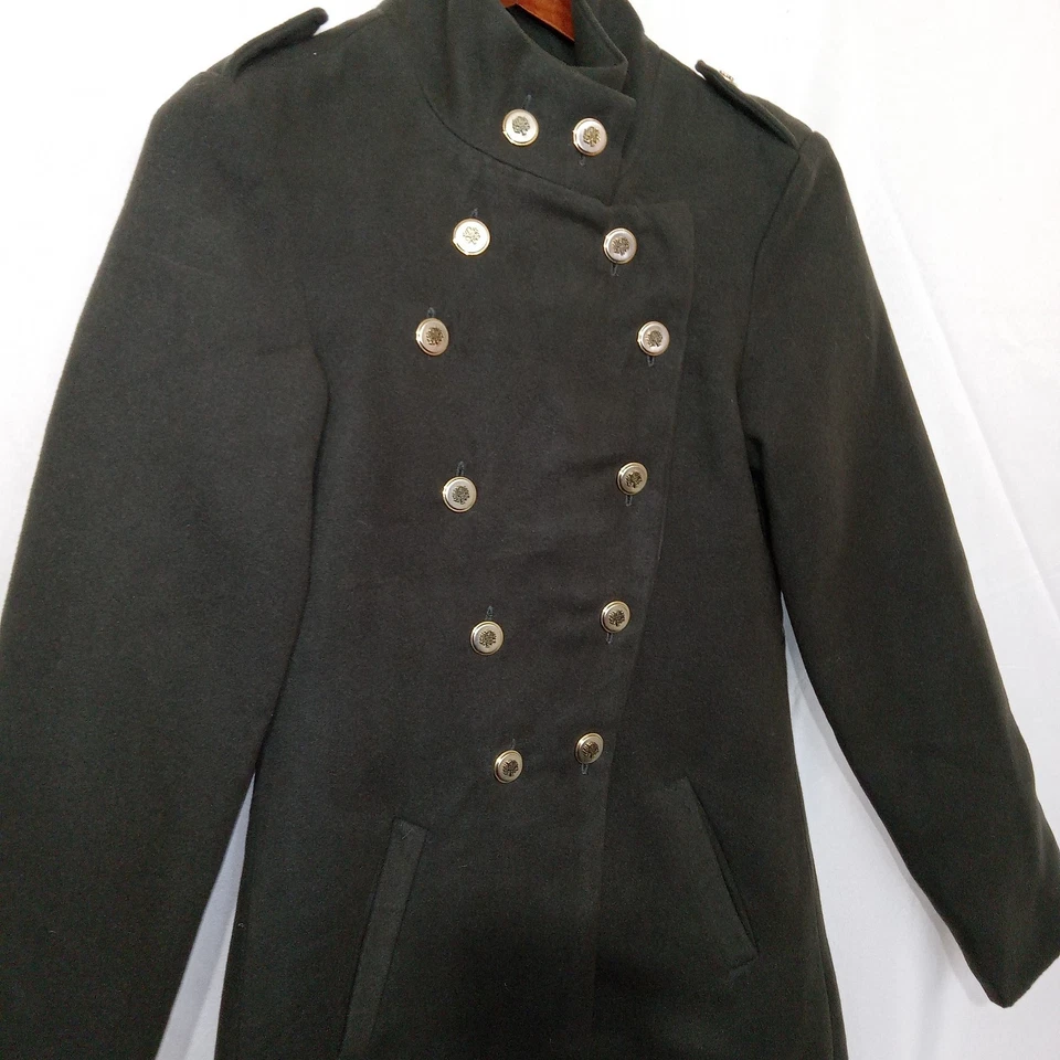 Jaqueta de lã marrom estilo militar Anthropologie Villaret steampunk vamp tamanho P - Imagem 2 de 4