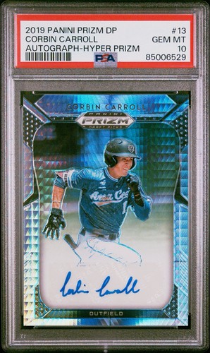 2019 Panini Prizm DP Auto Hyper Prizm #13 Corbin Carroll RC PSA 10 GEM [35/49]