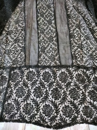 Antique Art Deco 1920s 1930s Black Lace Flapper Dress Silk Chiffon Inserts - Picture 19 of 21