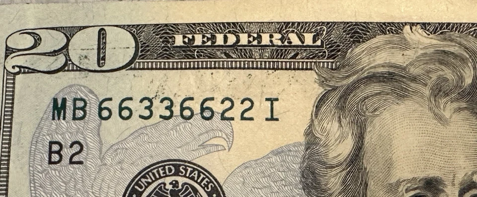 2013 Series 20$ Trinary Repeater Note 66336622 Fancy Note w/ Ink error!! - Image 2 of 3