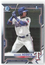 2021 Bowman Baseball Maximo Acosta Chrome #BCP-7 1st Prospect Texas Rangers