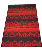 VTG Woolrich ? Wool Throw/Blanket Red Aztec Tribal Native SW Cabin Vibes 86x59&rdquo;
