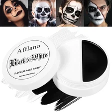Black and White Face Paint, Halloween Clown Makeup Goth Greasepaint for Kids and