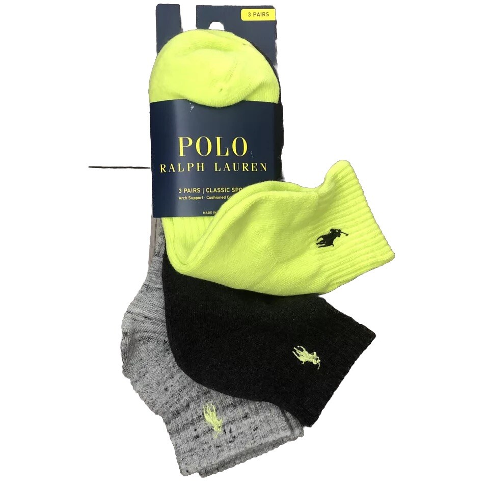 SAOLA Polo Ralph Lauren 3 paia calzini classici da uomo taglia 6 12 suola comoda