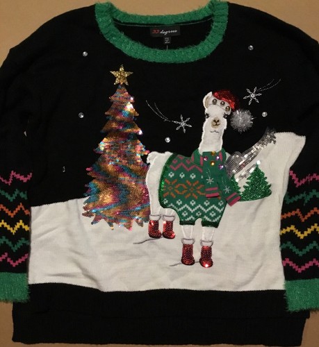 33 Degrees Womens 3D Fuzzy Llama Ugly 