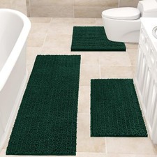 Upgrade Extra Large Deep Green Bathroom Rug Set 3 Pieces Ultra Soft Thick Absorb