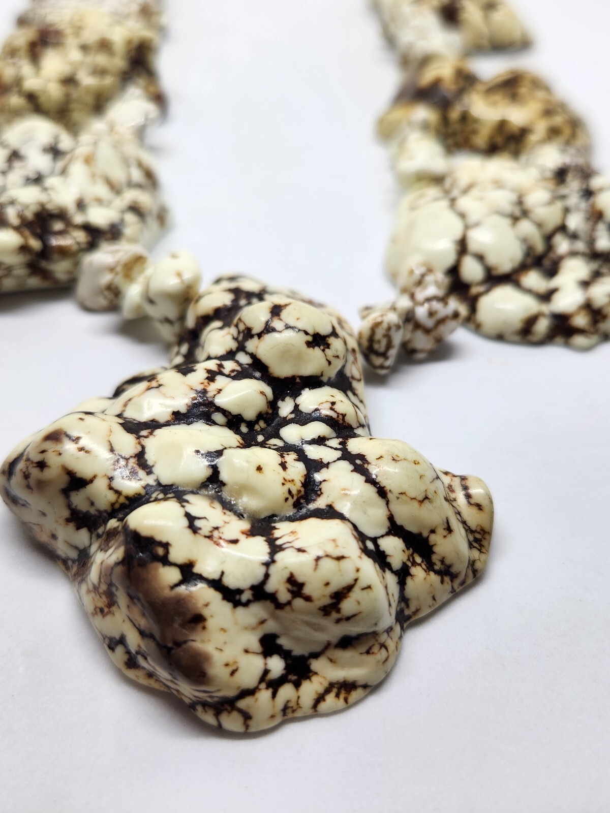 Cream White Turquoise Statement NecklaceCream Whi… - image 9