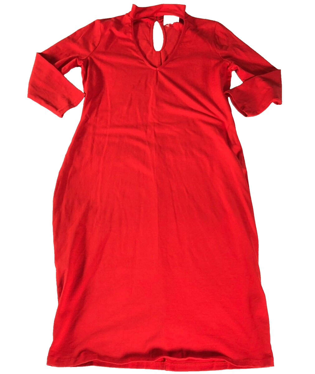 Venus Womens Dress Size M Red Cutout Mock Neck 3/4 Sleeves Stretch NWT |  eBay