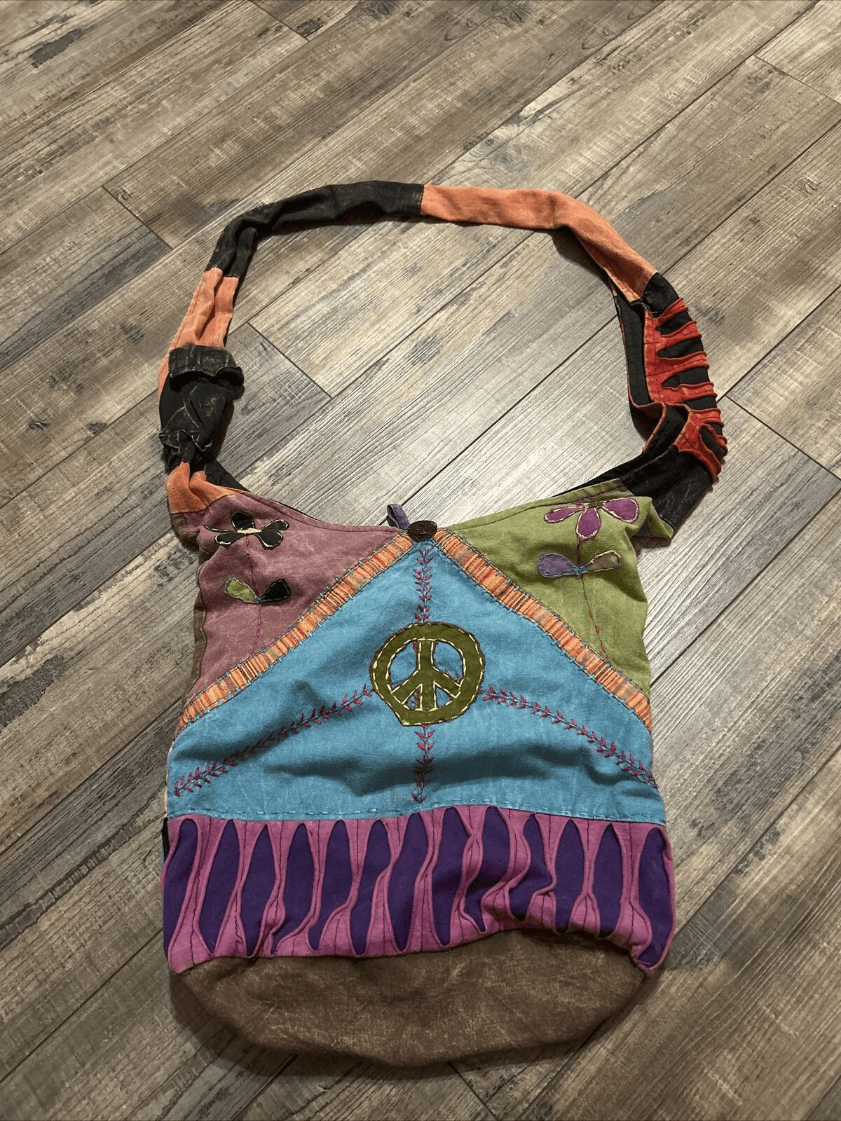 Boho Shoulder Purse Patchwork Distressed Crossbod… - image 1