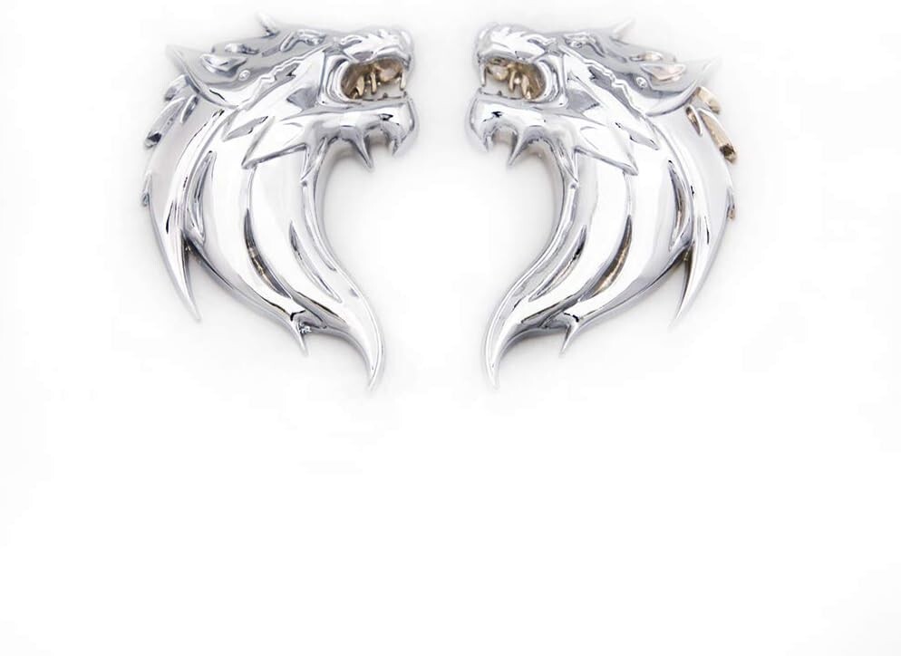 Sea Scouts Black Head CARRUN 2 Pcs 3D Metal Wolf Head Shape Car Side Rear Front Decorations 405449 - Foto 3